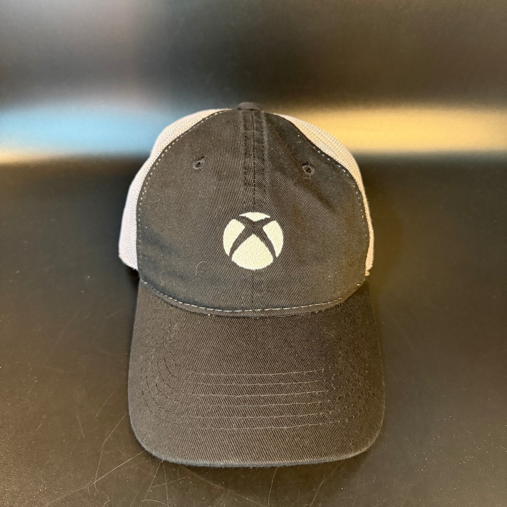 Xbox Microsoft Logo Black Grey Cotton Mesh Trucker Hat‎ Mens OSFM